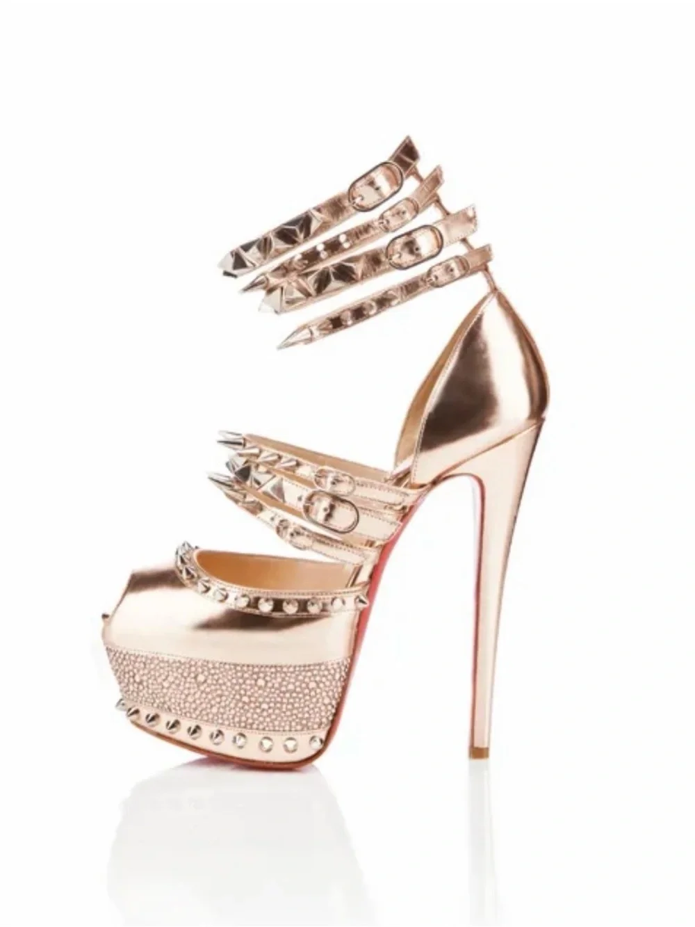Christian Louboutin 20th Anniversary Limited Edition Isolde Rose Gold Studded